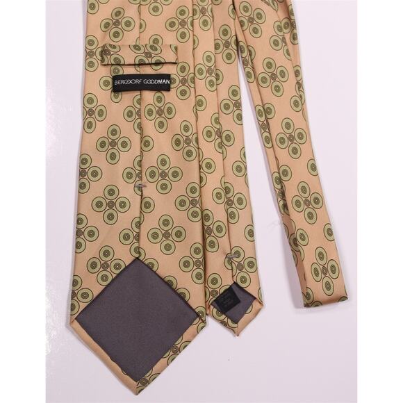 Bergdorf-Goodman Brown Green Avocado 70's Style Silk Necktie Tie - Picture 4 of 6